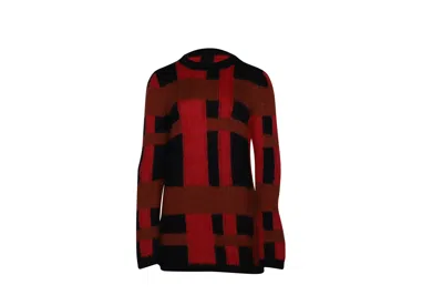 Tod's Checkered Jumper In Red Mohair In Black