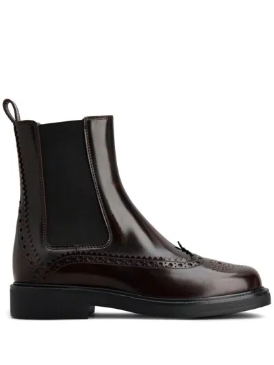 Tod's Chelsea Ankle Boots With Elastic Shoes In Burgundy