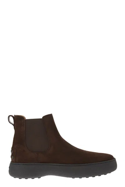 Tod's Chelsea Boot  W. G. In Suede Leather In Brown
