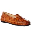 Tod's City Gommino Croc-embossed Leather Loafer In Orange