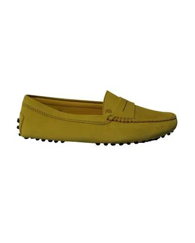 Tod's City Gommino Driving Shoes In Yellow Suede