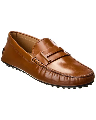 Tod's City Gommino Leather Driver In Brown