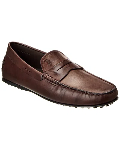 Tod's City Driver Penny Loafers In Brown