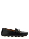 Tod's Urban Brushed Leather Loafers With Decorative Strap In Black