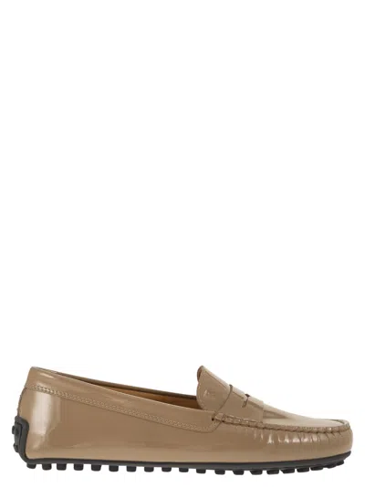 Tod's City Gommino Moccasin In Glossy Leather In Brown