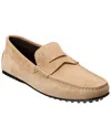 Tod's City Gommino Suede Driver In Brown