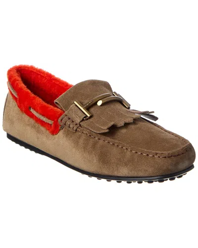 Tod's City Gommino Suede Loafer In Brown