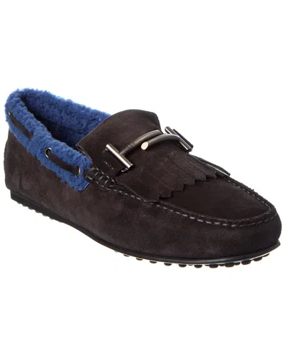Tod's City Gommino Suede Loafer In Black