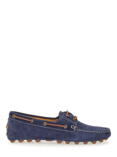 Tod's Classic Blue Calfskin Loafer In Grey