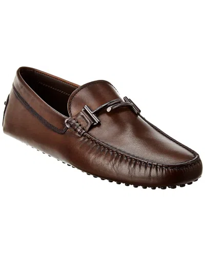 Tod's Classic Double T Leather Loafer In Brown