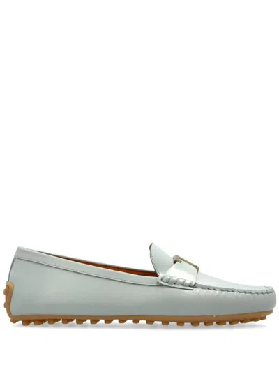 Tod's Grey Leather Loafers In Black