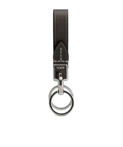 Tod's Classic Logo Engraved Keyring In Black