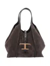Tod's Classic Suede Leather Shoulder Bag With T-buckle In Brown