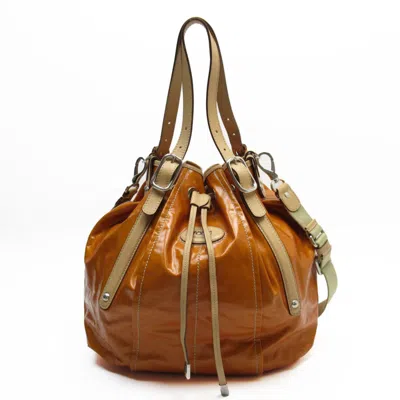 Pre-owned Tod's Coated Canvas Pvc Handbag Shoulder Bag () In Orange
