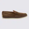Tod's Loafers With Suede Finish And Rubber Sole In Brown