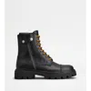 Tod's Combat Boots In Leather In Black