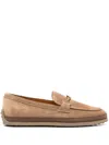 Tod's Suede Loafers With Cord Weaving And T Ring In Brown