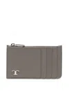 Tod's Logo-plaque Zip-fastening Cardholder In Neutral
