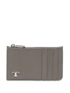 Tod's Logo-plaque Zip-fastening Cardholder In Brown