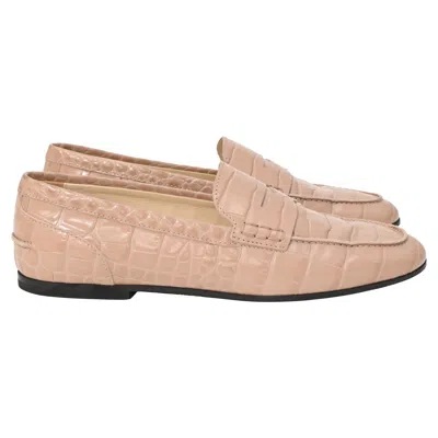 Tod's Croc-effect Loafers In Beige Leather