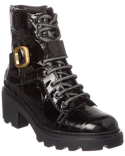 Tod's Croc-embossed Leather Boot In Black