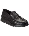 Tod's Croc-embossed Leather Loafer In Black