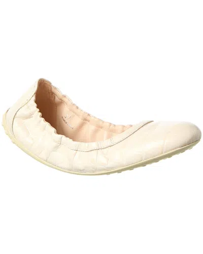 Tod's Croc-embossed Leather Flat In Neutral