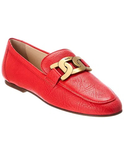 Tod's Cuoio Leather Loafer In Red