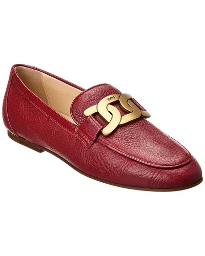 Tod's Cuoio Leather Loafer In Red