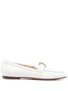 Tod's Pointed Toe Loafers With Metallic Buckle Detail In White