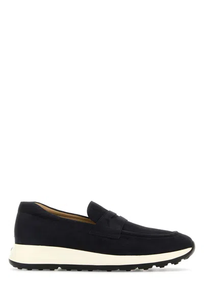 Tod's Dark Blue Suede Loafers
