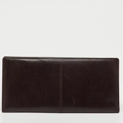 Tod's Dark Brown Leather Long Wallet