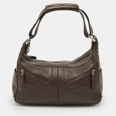 Tod's Dark Brown Leather Micky Hobo