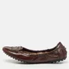 Tod's Dark Brown Patent Leather Scrunch Ballet Flats In Multi