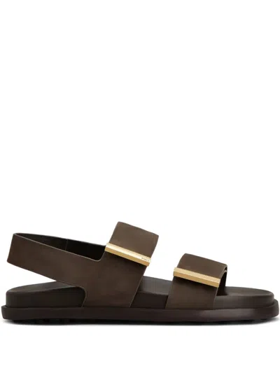 Tod's Dark Brown Slingback Rubber Sole Shoes In Black
