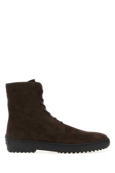 Tod's Dark Brown Suede Ankle Boots
