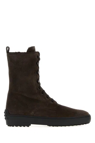 Tod's Dark Brown Suede Ankle Boots