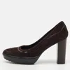Tod's Dark Brown Suede Round Toe Platform Pumps In Brown