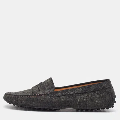 Tod's Dark Grey Suede Slip On Loafers In Gray