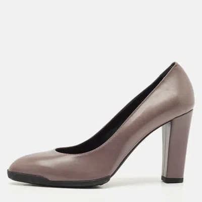 Tod's Dark Lilac Leather Block Heel Pumps In Gray
