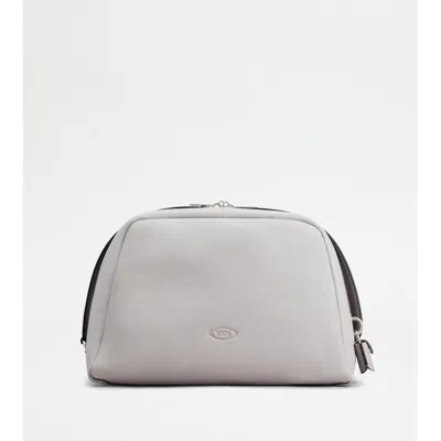 Tod's Darsena Pouch Bag In Leather Medium In Gray