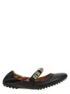 Tod's Metallic Rings Strap Nappa Leather Ballerinas Shoes In Black