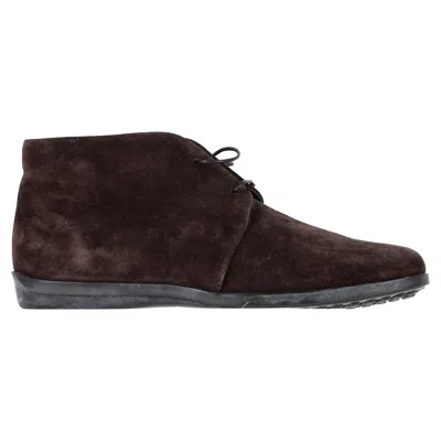 Tod's Desert Lace-up Ankle Boots In Brown Suede