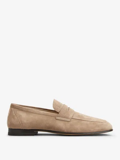 Tod's Destroyed Suede Loafers In Brown