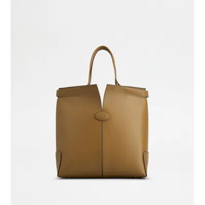 Tod's Di Bag Folio In Leather Small In Beige