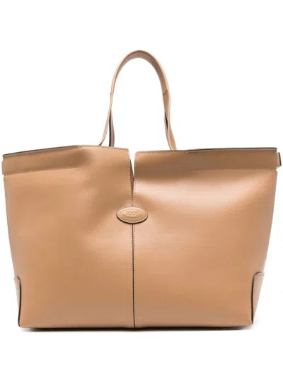 Tod's Di Bag Folio Leather Shopping Bag In Brown