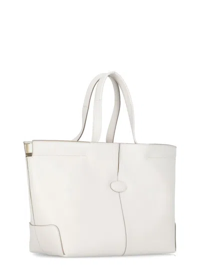 Tod's Di Bag Folio Small Leather Tote Bag In White
