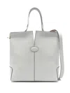 Tod's Di Bag Folio Small Leather Tote In Light Grey