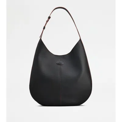 Tod's Di Bag Hobo In Leather Medium In Black