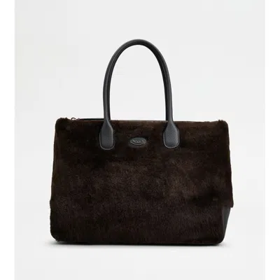 Tod's Di Bag In Sheepskin Large In Brown